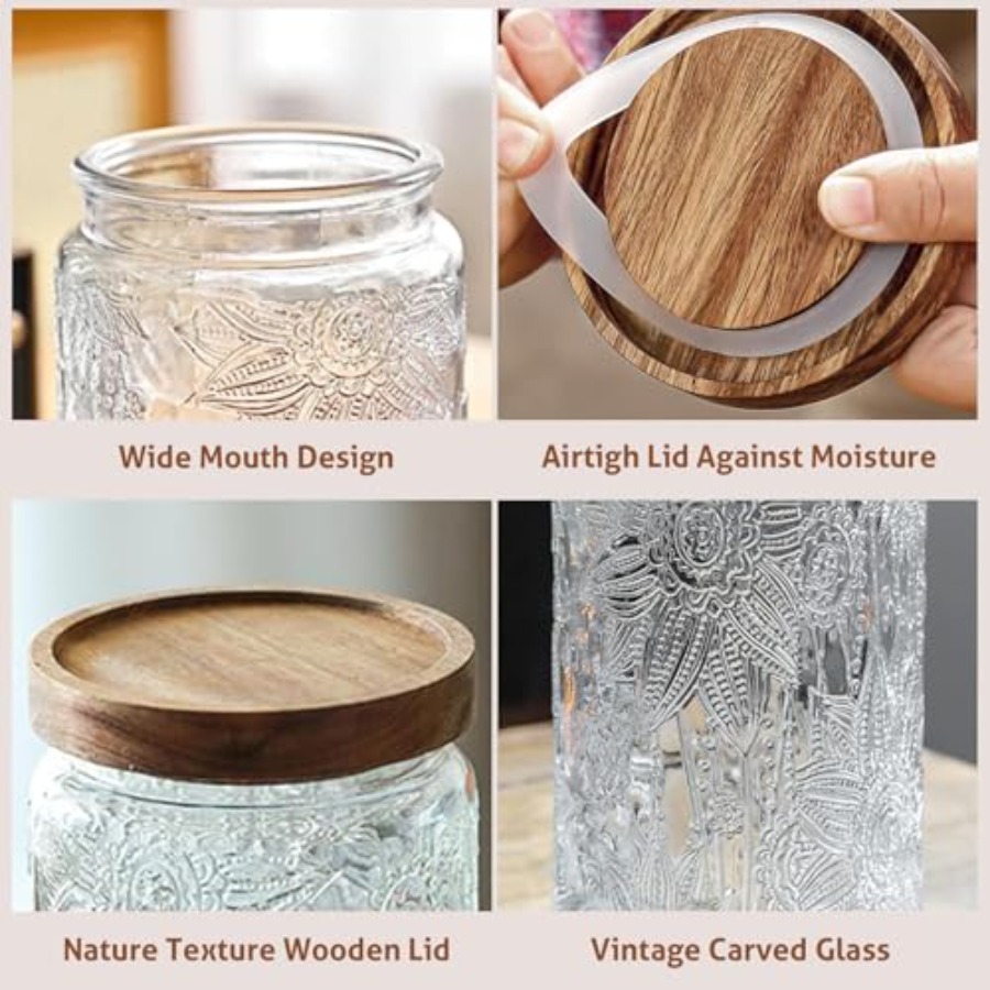 24 OZ Airtight Glass Storage J - Food Storage Glass Container Set ulasan dan harga