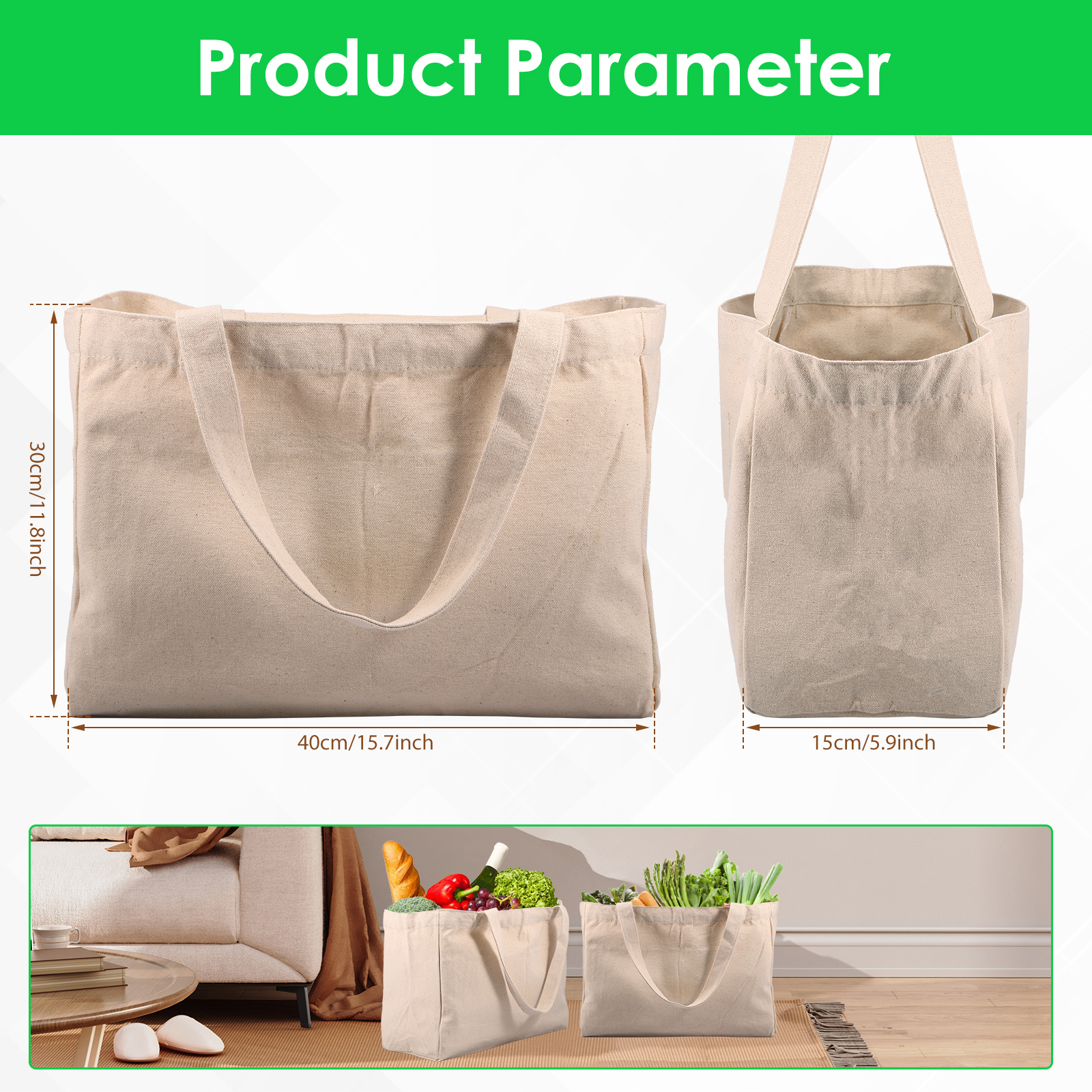 2/3Pcs Canvas Grocery Bag Larg - Food Storage Hiking ulasan dan harga