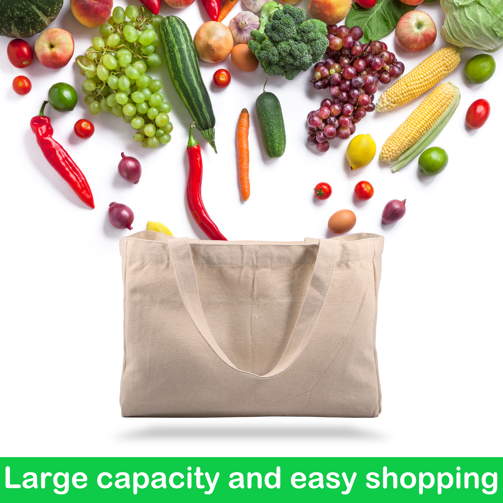 2/3Pcs Canvas Grocery Bag Larg - Food Storage Hiking ulasan dan harga
