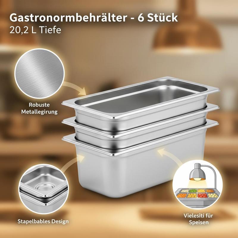 6 Pack Buffet Trays Full Size  - Food Storage For Restaurant ulasan dan harga